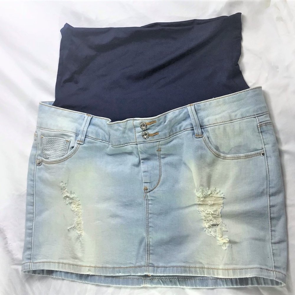 Parasuco Maternity Denim Distressed Skirt